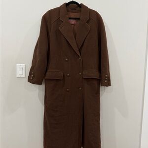 Vintage Wool Blend Chesterfield Coat, Dark Chocolate Brown, Size M-L